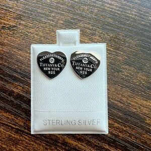 925 Silver Tiffany & Co. Black Heart Studs